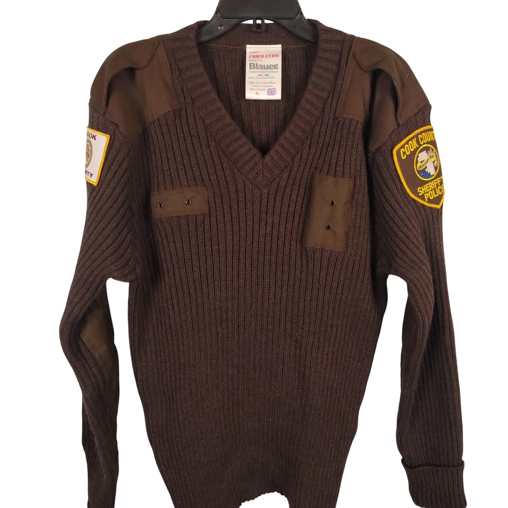Blauer Mens XL Commando Sweater Brown Wool Cook County Sheriff Police Gorpcore